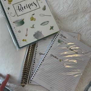 Recipes Spiral Recipe Binder with Green and White Recipe Pages